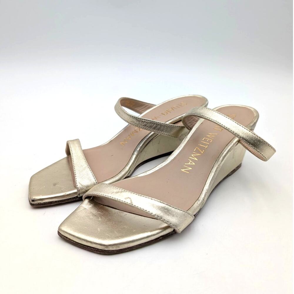 Stuart Weitzman Aleena Wedge Slide Sandal Women's Gold Size US5B EU35.5